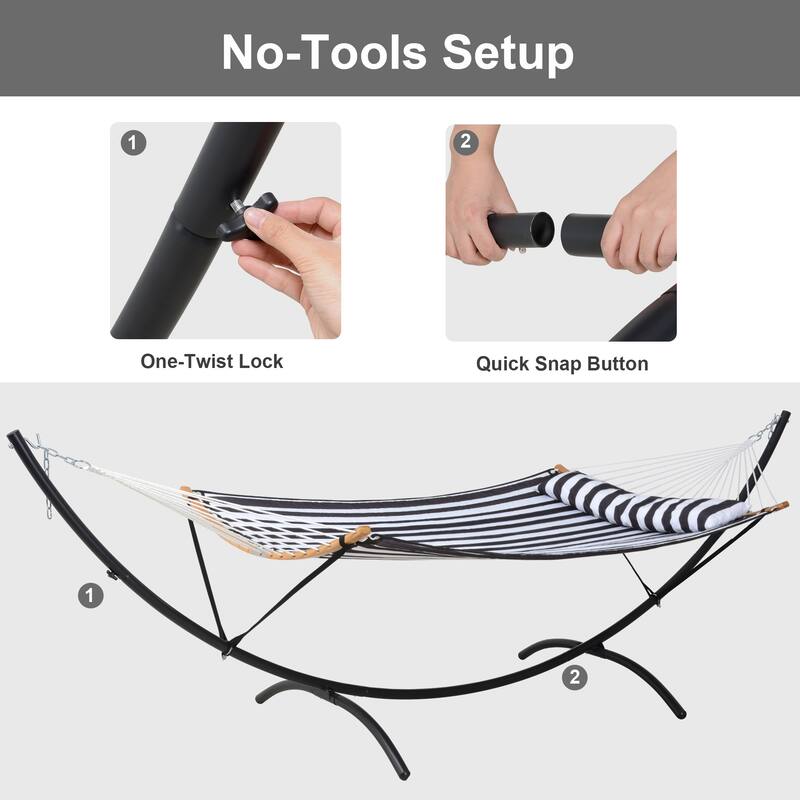Portable Freestanding Hammock with Curved Stand for Outside