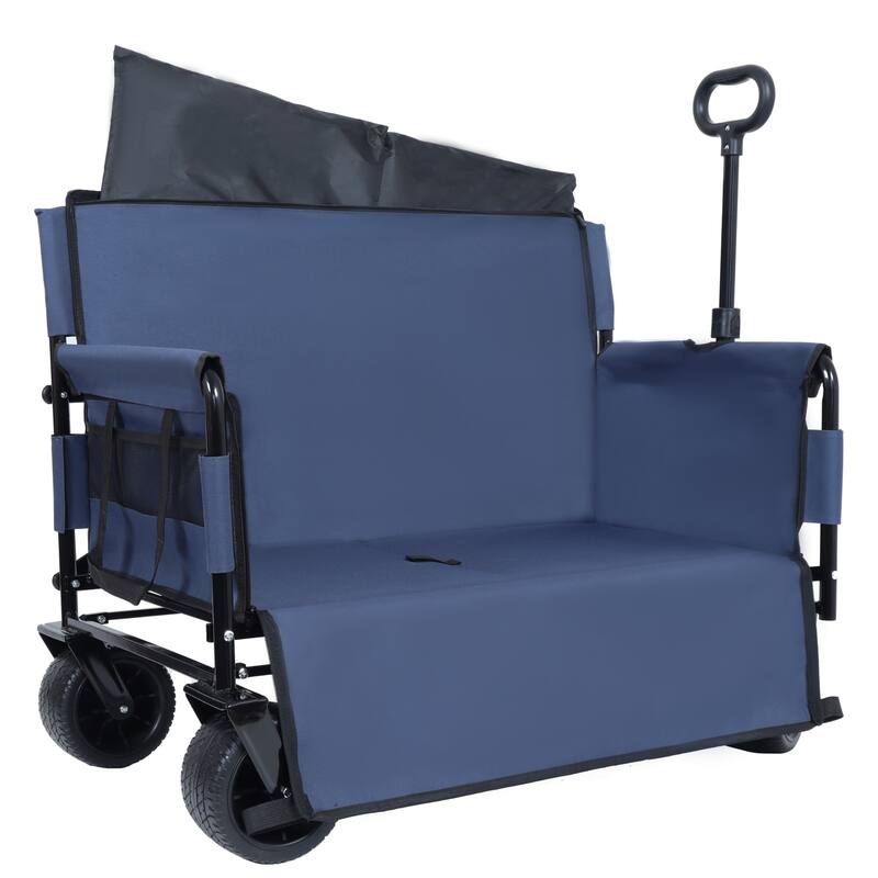 3-in-1 Heavy-Duty Folding Wagon Cart with Bench & All-Terrain Wheels