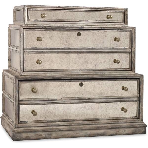 Shop Hooker Furniture 5281 10466 Antique Mirrored 40 Wide Lateral File Distressed Gray Overstock 18833217