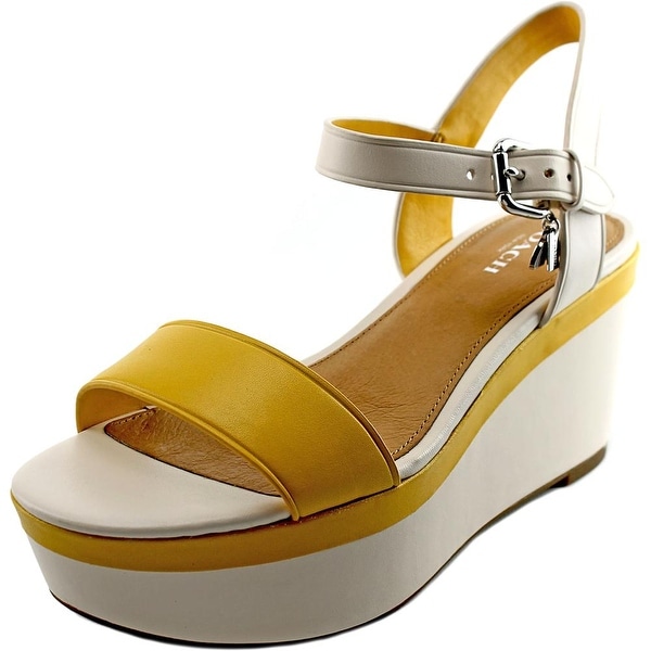 Coach Brittanie Open Toe Leather Wedge Sandal