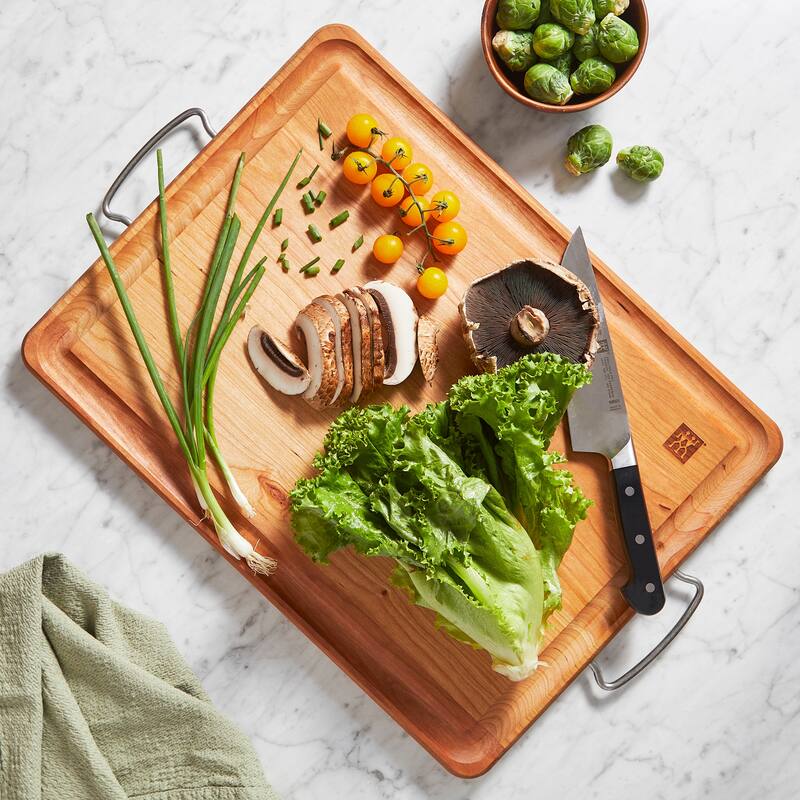 ZWILLING Cherry Wood Carving Board with Handles - 20" x 15" x 1"