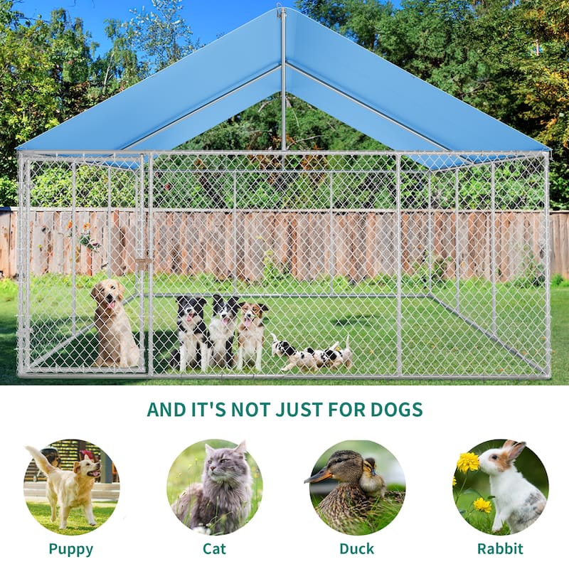Moasis Large Dog Kennel, Heavy Duty Outdoor Dog Kennel, Dog Playpen, Dogs Run with Roof