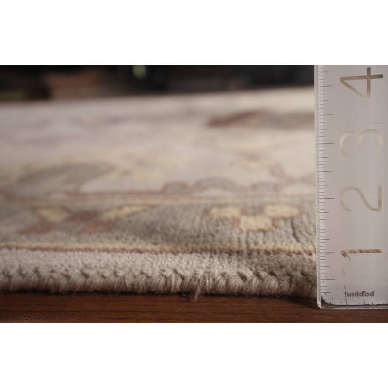 Earth Tone Oushak Indian Large Area Rug Hand-Knotted Wool Carpet - 12'2"x 14'6"