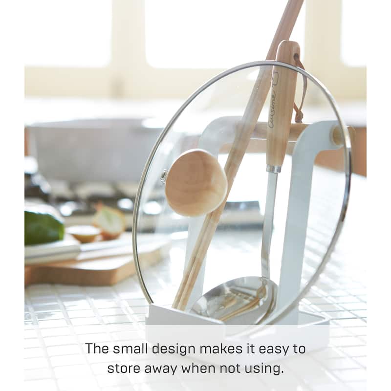 Yamazaki Home Lid and Ladle Stand, Steel and Wood - L 4.33 x W 4.72 x H 6.3 inches