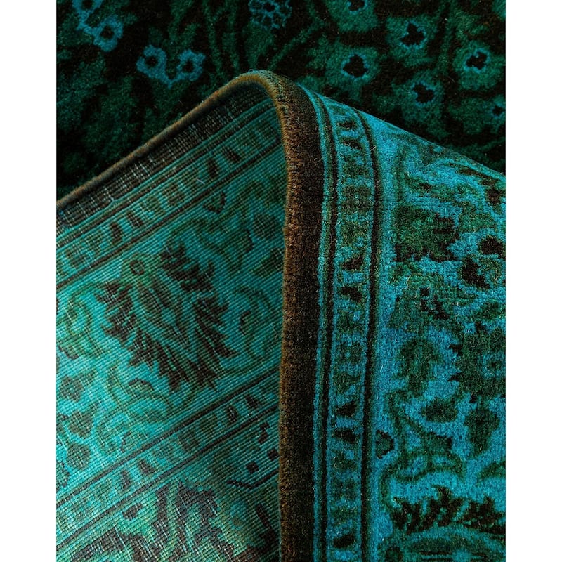 Fine Vibrance One-of-a-Kind Hand-Knotted Runner Rug - Blue, 2' 7" x 18' 5" - 2' 7" x 18' 5"