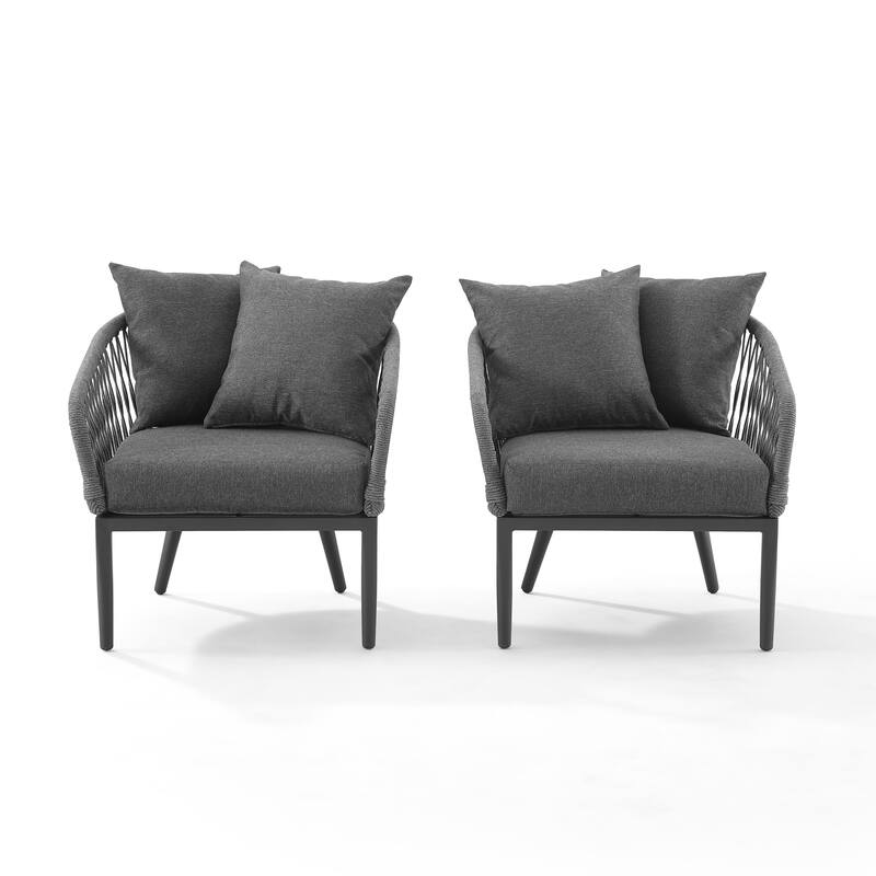 Dover 2Pc Indoor/Outdoor Rope Armchair Set - 23.25"x28.88"x30.25"