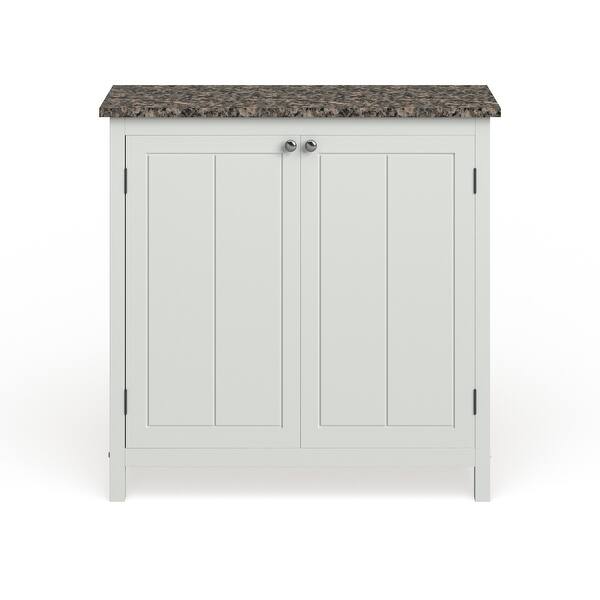 Porch & Den Izard White and Faux Marble Kitchen Island On