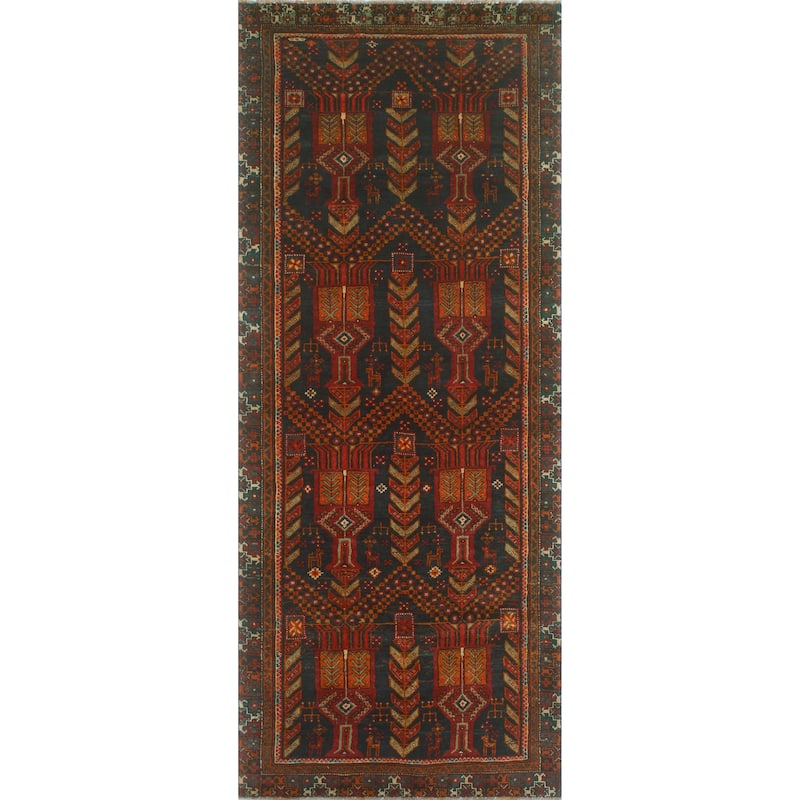 Fine Vintage Distressed Rayna Red/Charcoal Runner - 3'2" x 7'11"