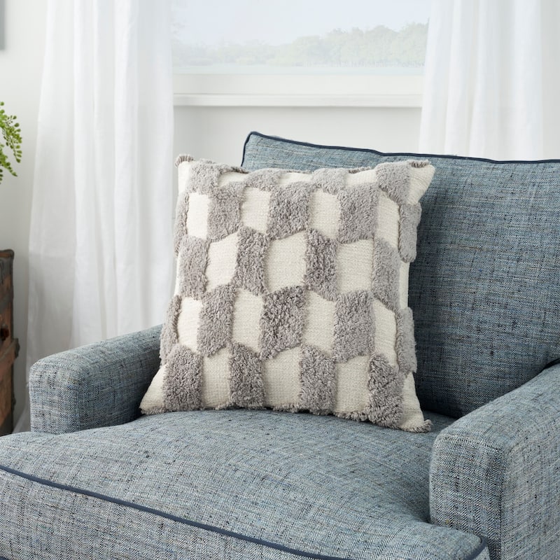 57 Grand by New Concept Washables Textured Geometric Indoor Throw Pillow , ( 18"X18" )