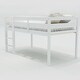 preview thumbnail 4 of 5, White Twin Size Wood Low Loft Bed with Ladder and Fence for Kids, Boys and Girls