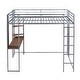 preview thumbnail 24 of 41, Full Size Metal Loft Bed With 2 Shelves and one Desk for Home
