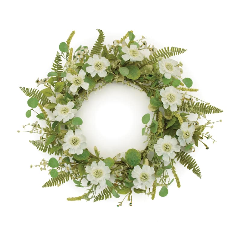 HomeRoots 22" White And Green Mixed Assortment Artificial Wreath