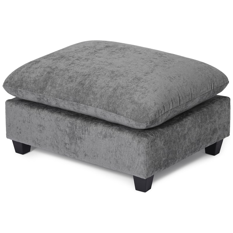 Lucca Chenille Upholstered Single Sofa Chair with Ottoman