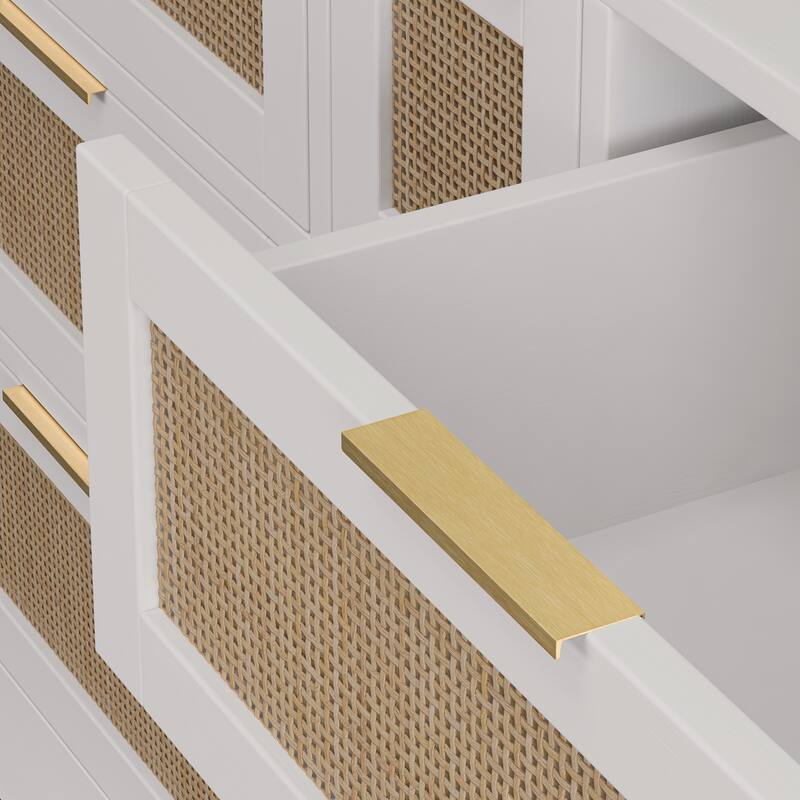 51.2" Rattan Locker with 9 Drawers & Metal Handles