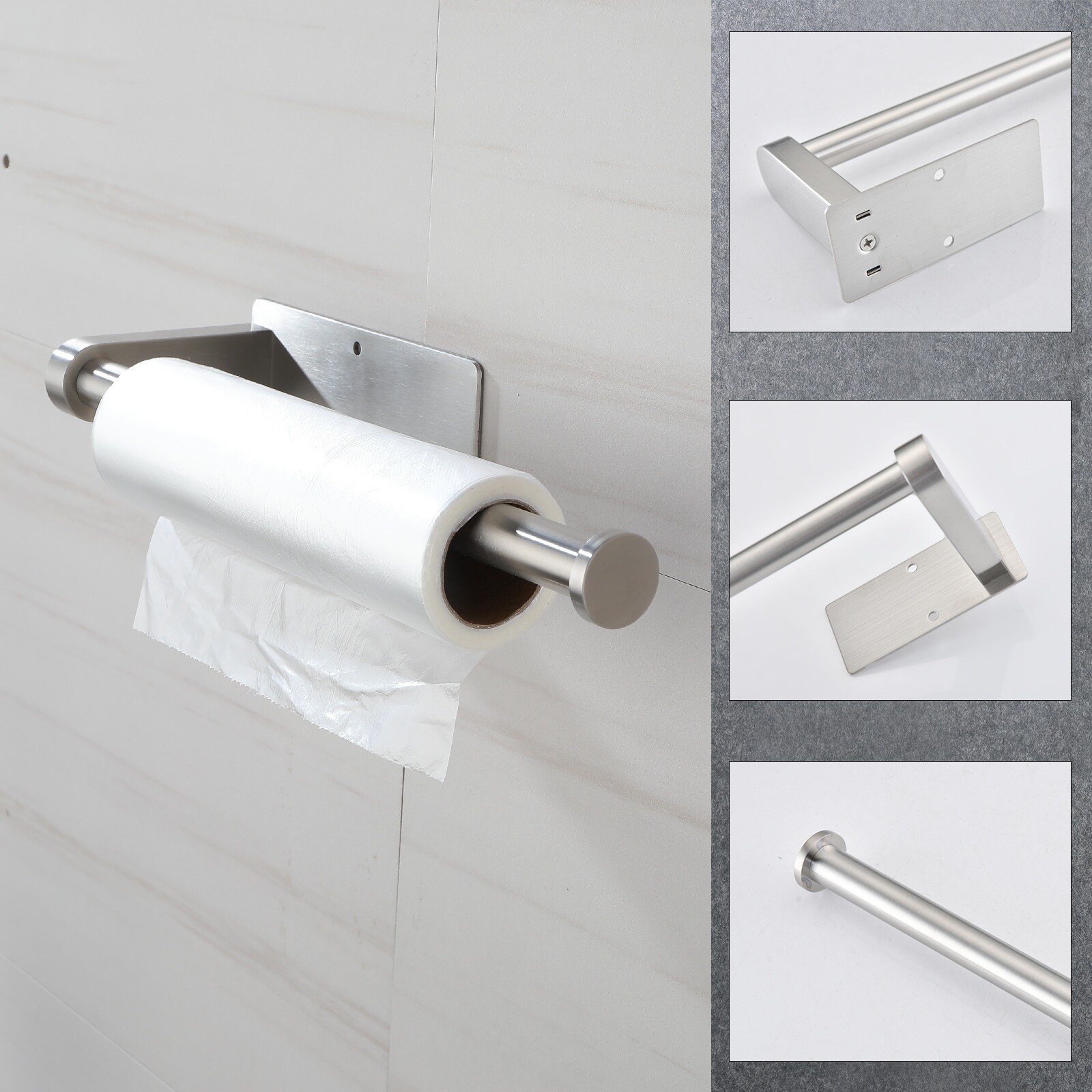 2 Piece Under Cabinet Wall Mount Paper Towel Holder