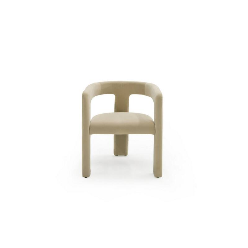 Lavi 26 Inch Dining Chair, Cushioned, Curved Open Back, Beige Upholstery