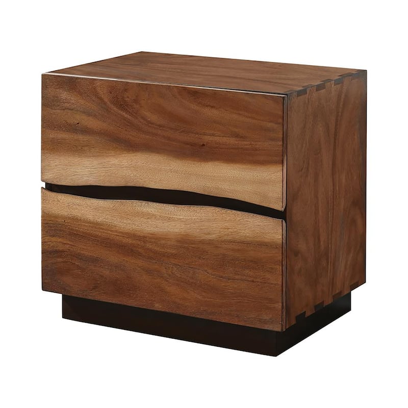 Smokey Walnut and Coffee Bean 2-drawer Nightstand，Suitable for bedrooms,living rooms,apartments