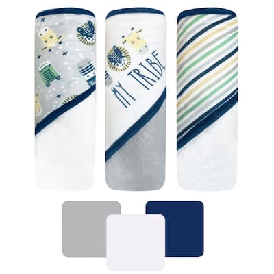 MODERN BABY Hooded Baby Towel & Washcloth Set, 6 Piece - N/A