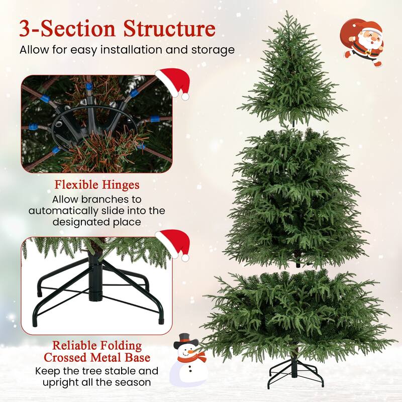 Gymax 7 FT Outdoor Artificial Christmas Tree w/ 1217 Branch Tips 400