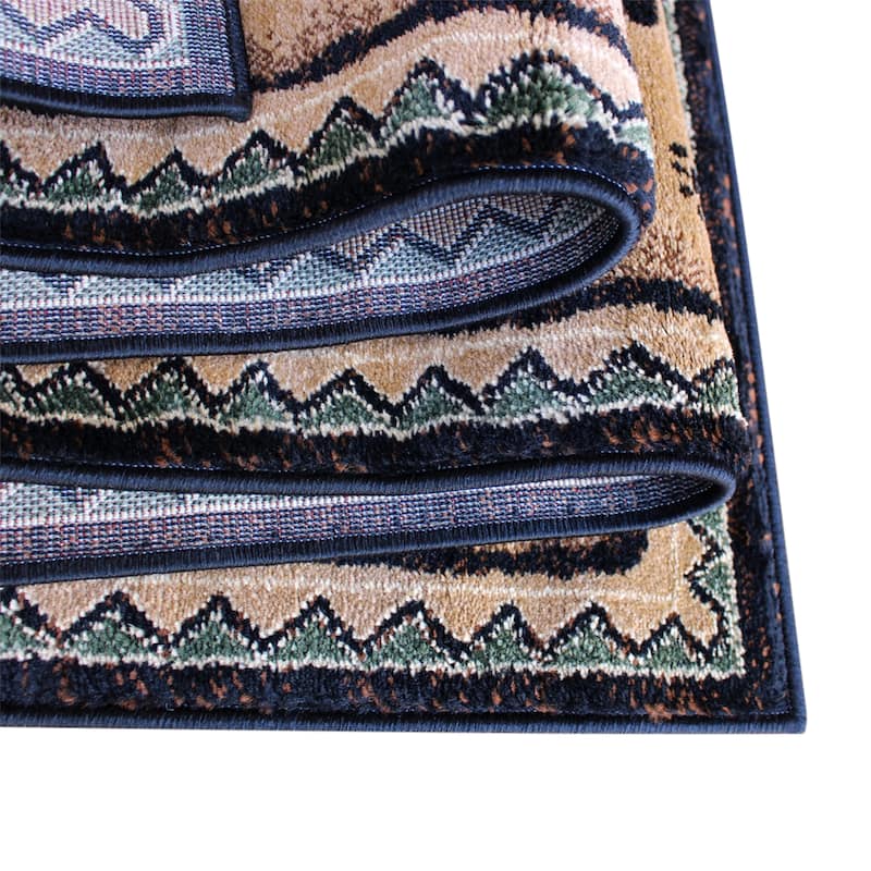 Rustic Lodge Style Wandering Bear and Cub Area Rug - 2' x 10'