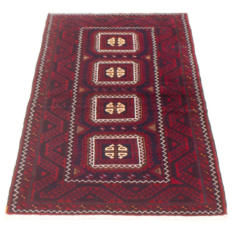 ECARPETGALLERY Hand-knotted Royal Baluch Red Wool Rug - 3'1 x 6'3