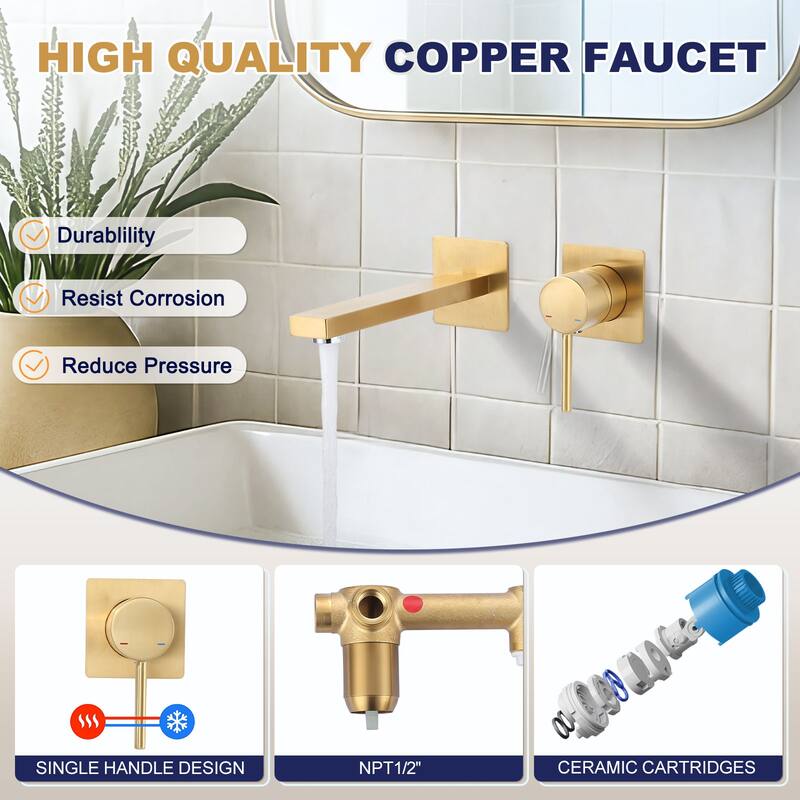 WOWOW Wall Mount Single Handle Bathroom Faucet in Modern