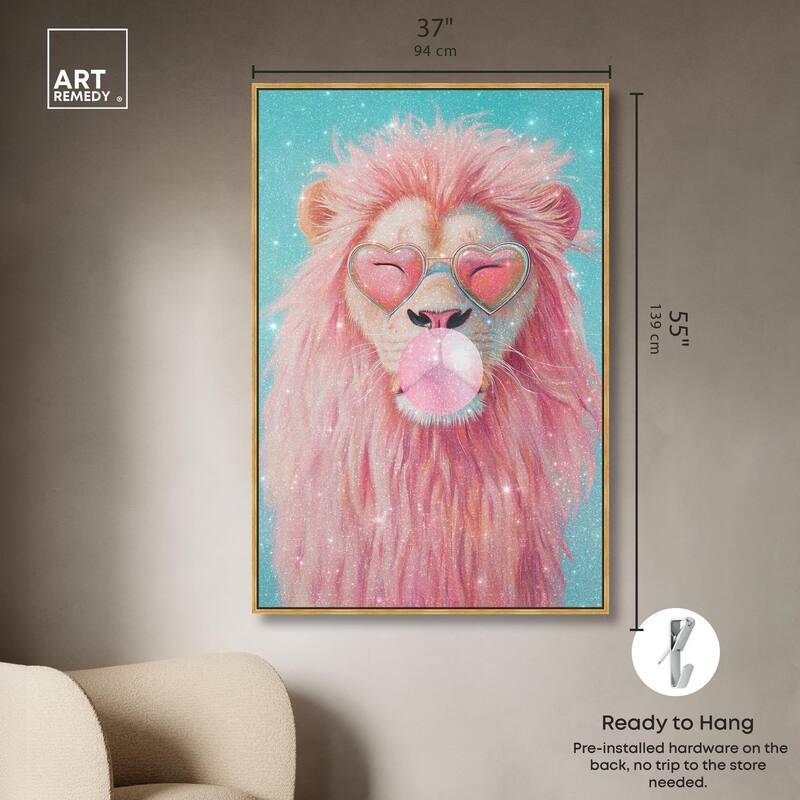Pastel Lion Bubblegum Canvas by Art Remedy