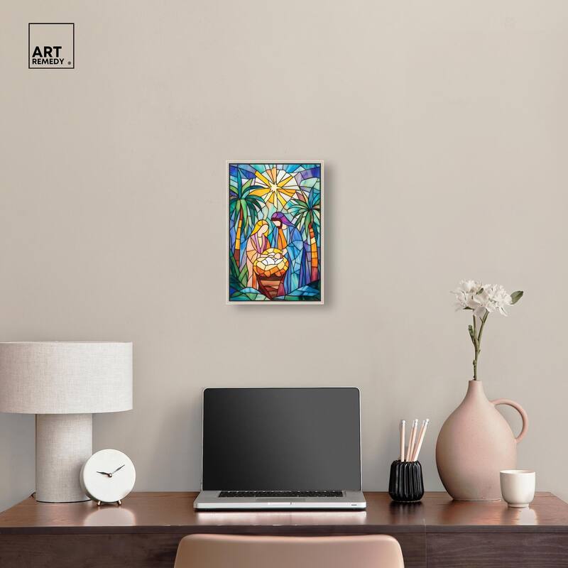 Holy Family Framed in Glass Canvas by Art Remedy