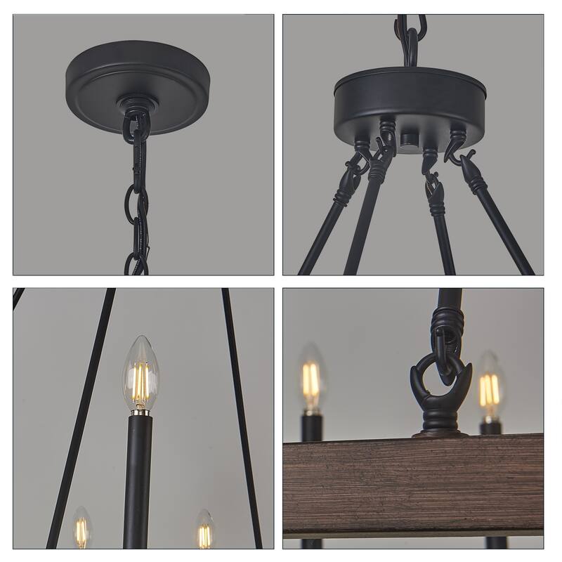 16 Light Wagon Wheel candle Chandelier in Black and Brown finish - 36.75"H x 40"W x 40"D
