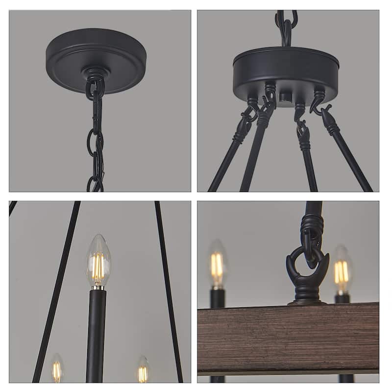 16 lights wheel shape chandlier walnut wood color