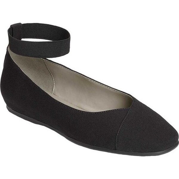 black fabric ballet flats