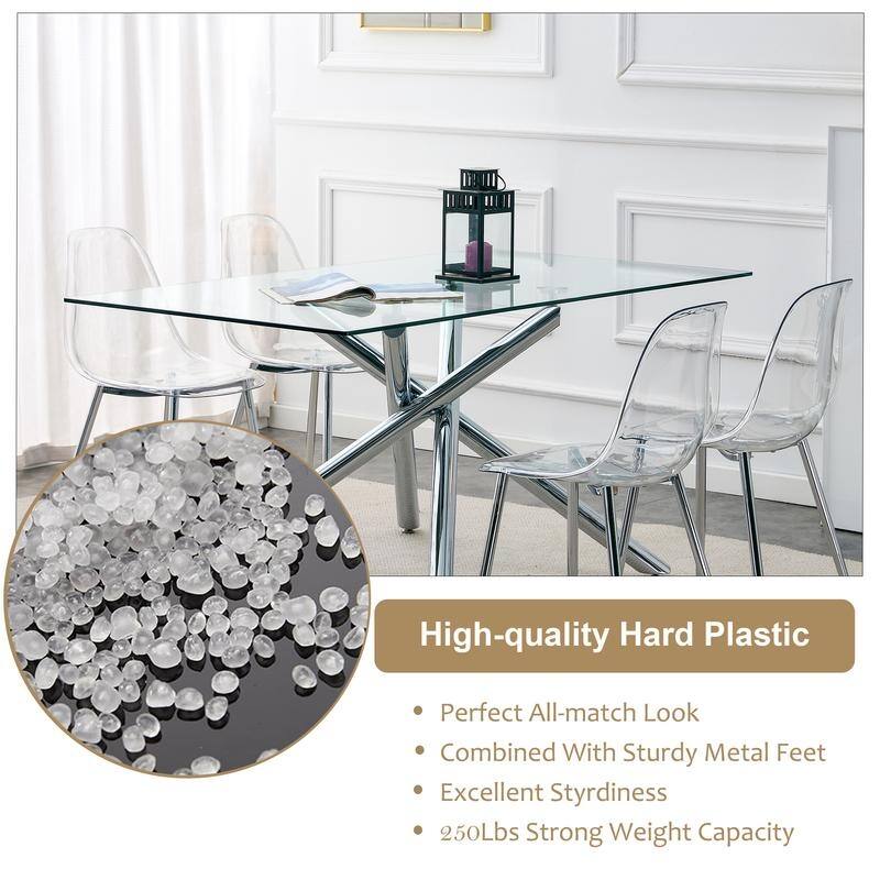 Modern Simple Transparent Dining Chair Set of 4