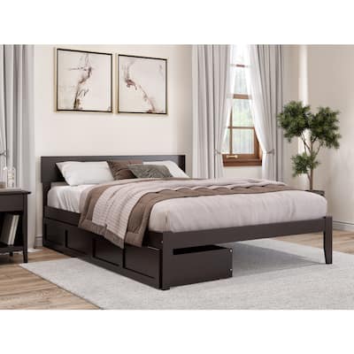 Rustic Bed with Drawers - Espresso Finish Bedroom Furniture