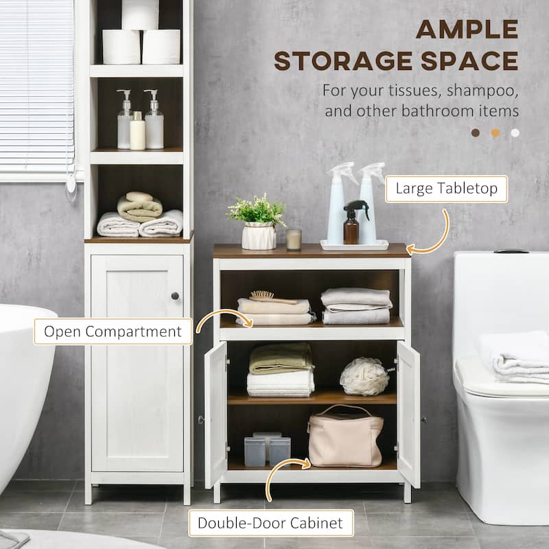 kleankin Modern Bathroom Storage Cabinet, Free Standing Bathroom Cabinet, Open Compartment and Cupboard with Adjustable Shelf
