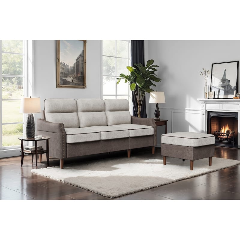 Futzca 78” L Shaped Sofa Couch with Ottoman and Side Storage Bag