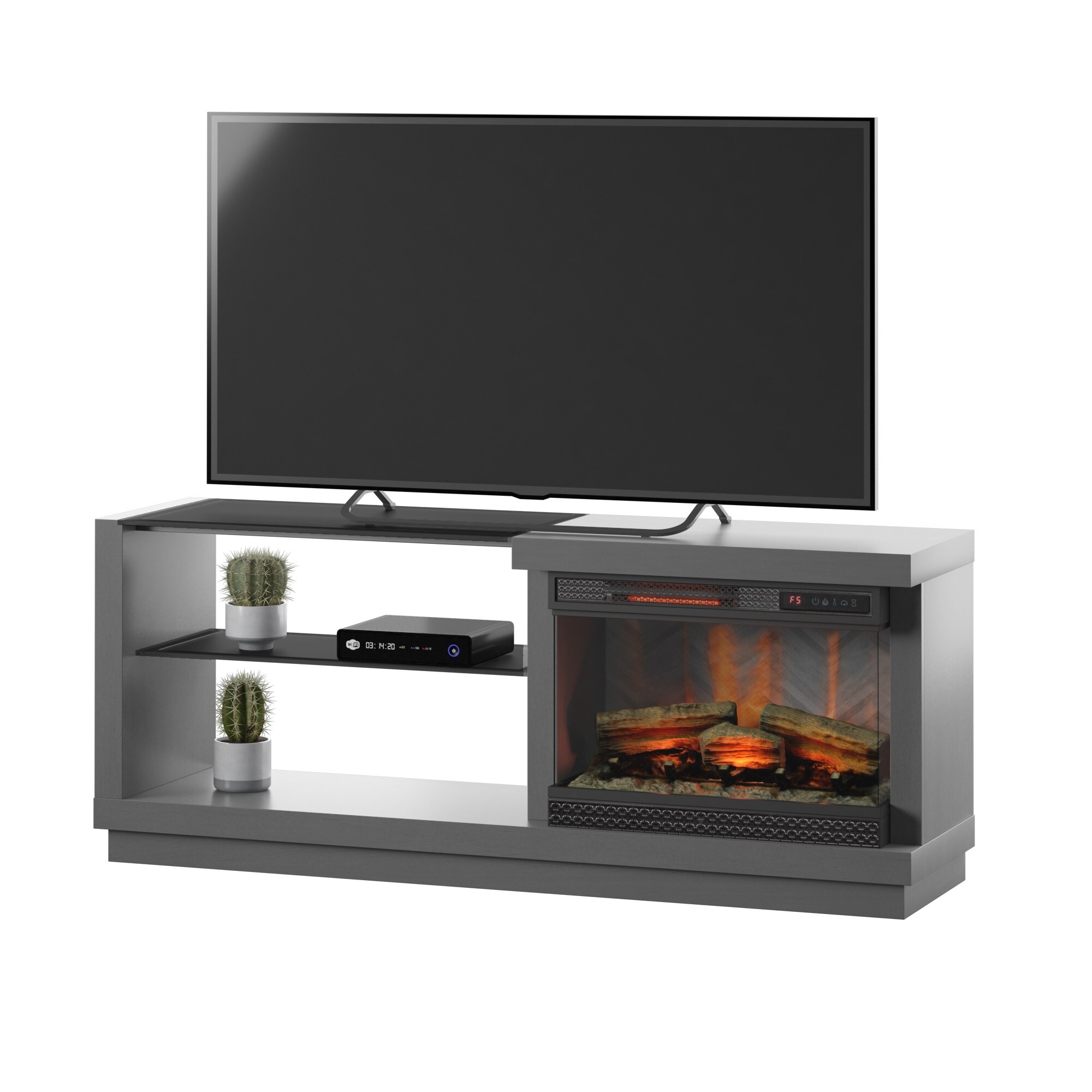 N-Contemporary TV Stand for TVs up to 65 with ClassicFlame PanoGlow  Electric Fireplace - Bed Bath u0026 Beyond - 35983535