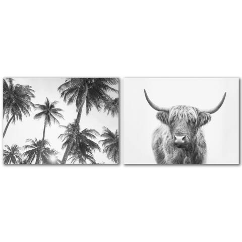 Tropical Bw by Sisi and Seb 2 Piece Wrapped Canvas Wall Art Set
