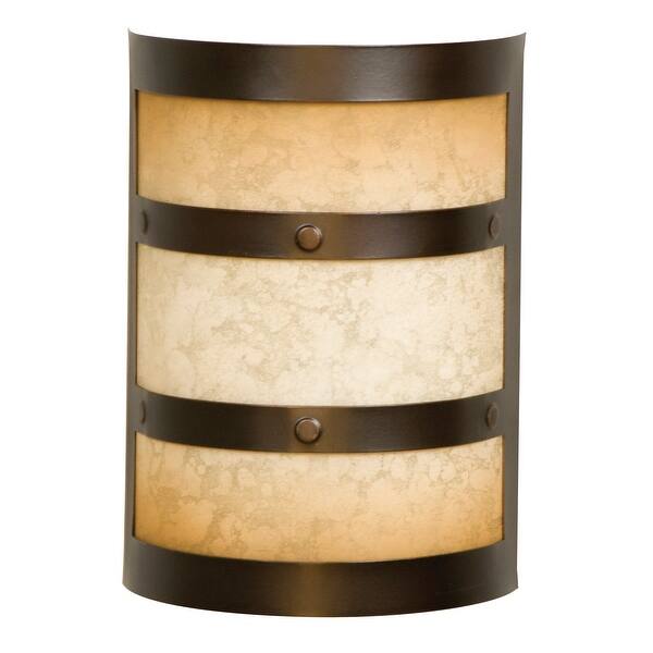 slide 2 of 2, Craftmade Contemporary 6-3/4" Wide Door Chime with Tea-Stained Glass - Oiled Bronze Gilded Oiled Bronze Gilded