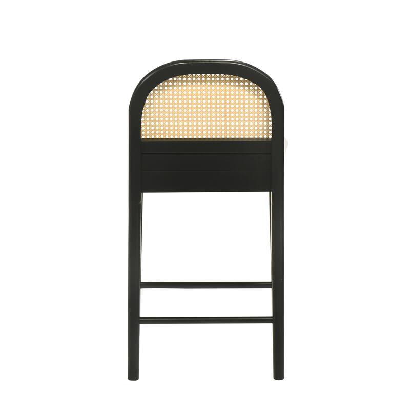 Lucio Modern Farmhouse Wood Counter Height Kitchen Bar Stool with White Boucle Fabric Upholstered Seat