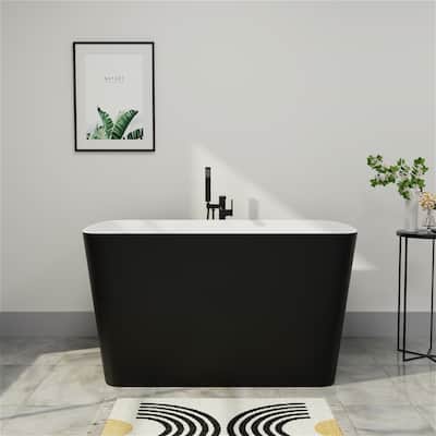 47 in.L x 27.55 in.W Japanese Soaking Acrylic Freestanding Flatbottom Bathtub Reversible Drain