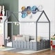 preview thumbnail 1 of 25, Kids Twin Size Wood Bed House Frame with Roof and Fence Gray