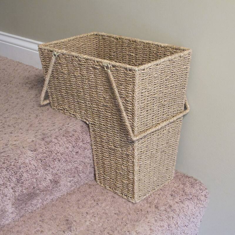 Household Essentials Wicker Stair Basket with Handles