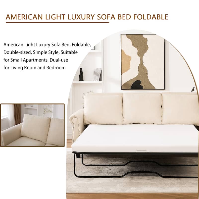 Sleeper Sofa Daybed, Pull Out Couch with Mattress, 3-in-1 Seater Upholstery Sectional Couches Convertible Sofa Bed