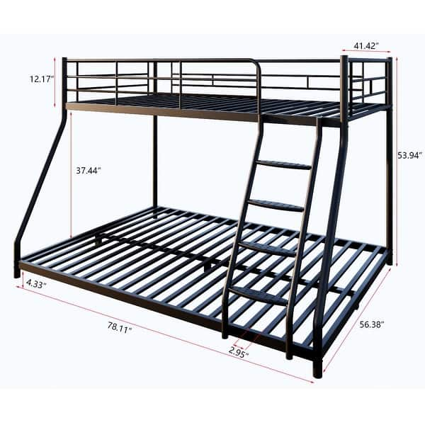 Metal Twin over Full Bunk Bed with Diamond-Shaped Rungs and Guardrails ...