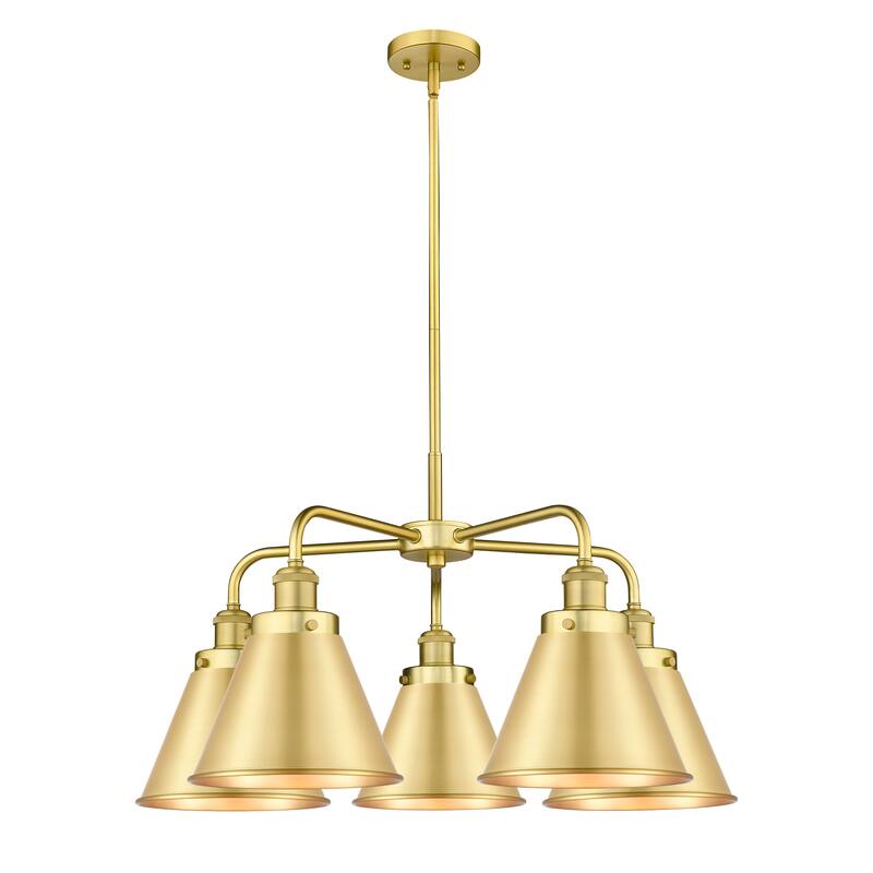Innovations Lighting Ballston Urban - 5 Light 26" Stem Hung Chandelier - Satin Gold