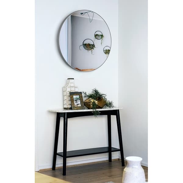 slide 1 of 5, SUNBOW Large Silver Flat Round Wall Mirror - 30 inches