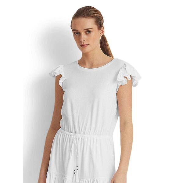 Lauren Ralph Lauren Women's Eyelet Jersey Dress White Size 12 - Bed Bath &  Beyond - 40642100
