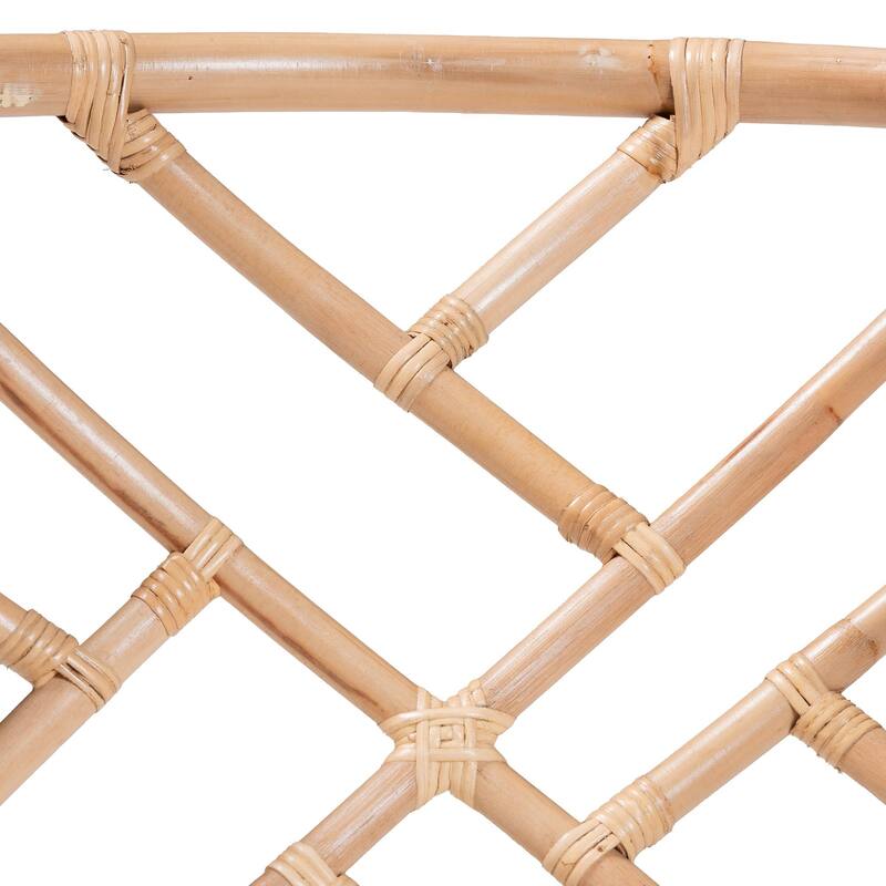 Padma Natural Rattan Dining Chair - Handwoven Barrel Accent Chair with Bamboo-Style Frame and Lattice Detailing