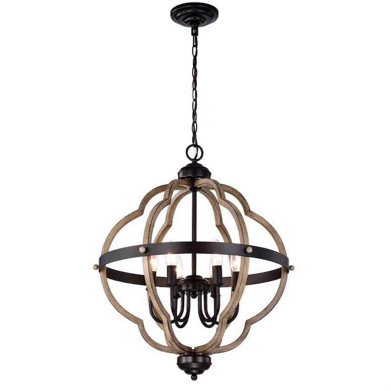 Allario 6 Light Farmhouse Candle Style Metal Chandelier 21" W - Antique Wood