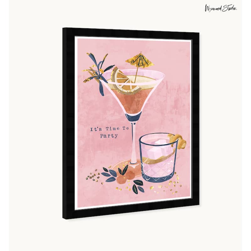 Wynwood Studio Golden Party Time Framed Trendy Fashion Kitchen Art Prints